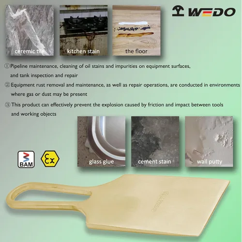 Miniatura 4 de WEDO Raspador de cabina de pulverización sin chispas de 9 pulgadas de longitud, raspador de cabina de pulverización de seguridad sin chispas, bronce