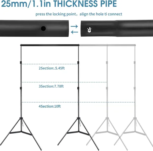 Miniatura 5 de Kit de sistema de soporte de fondo ajustable para estudio fotográfico, 10 x 7 pies (ancho x alto), con bolsa de transporte