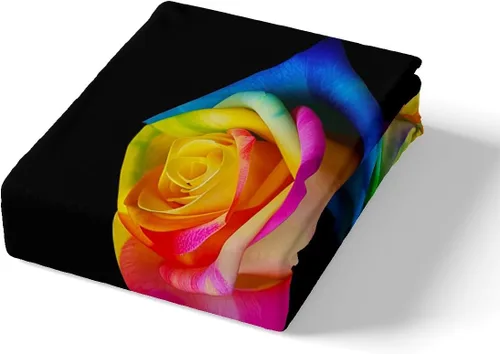 Miniatura 4 de Juego de funda de edredón con diseño floral de rosas arcoíris para niños, niñas y mujeres, funda de edredón colorida para parejas, enamorados, día