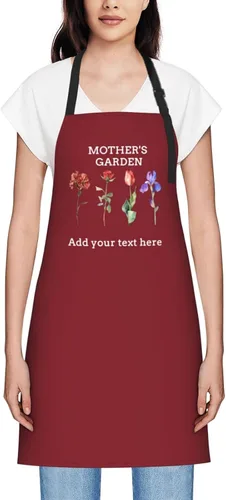 Miniatura 64 de Delantales personalizados para mujer, diseño de delantal de chef ajustable con nombre, textos, fotos, flores, regalos para el día de la madre
