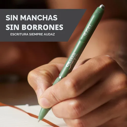 Miniatura 2 de Sharpie S-Gel - Bolígrafos de gel, barril verde, tinta negra, punta media (0.028 in), 4 unidades, para el hogar, oficina, universidad, diario, Verde