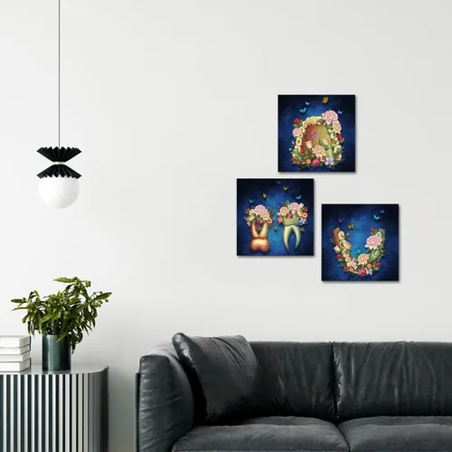 Miniatura 5 de iHAPPYWALL 3 piezas de lienzo dental, arte de pared, abstracto, floral, anatomía, mariposas, arte médico para clínica, odontología, decoración
