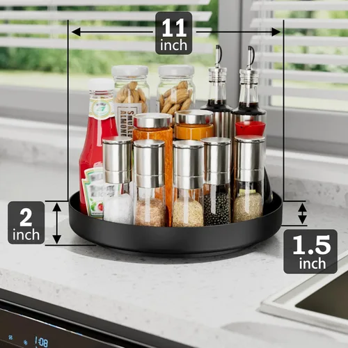 Miniatura 3 de Organizador Giratorio Ovicar Lazy Susan - Estante Giratorio de Especias de Metal de 11 Pulgadas Lazy Susan para Gabinete Despensa Cocina Encimera
