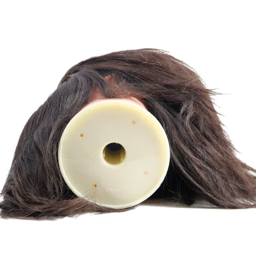Miniatura 5 de Cabeza de maniquí masculino 100% cabello humano entrenamiento cabeza de muñeca para peinado cosmetología cabeza de maniquí para cortar con soporte