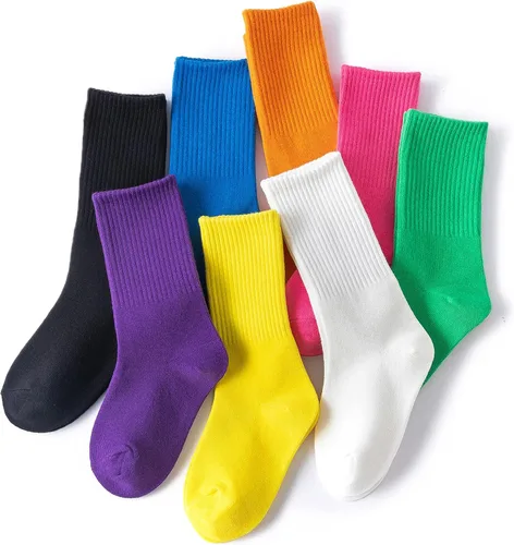 Miniatura 5 de MINI PANDA Calcetines Crew para niñas, 8 pares de lindos calcetines para niñas