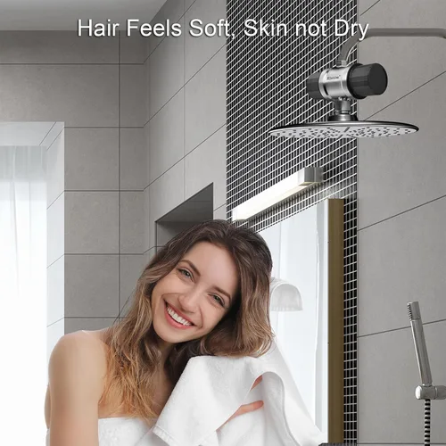 Miniatura 2 de Filtro de ducha de alto flujo para piel y cabello sensibles con hilos de metal, filtro de cabezal de ducha antiobstrucción, reduce el cloro