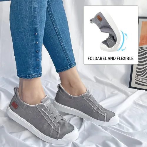 Miniatura 42 de JENN ARDOR - Tenis de lona para mujer, mocasines de meter, moda estilo casual 2022, punta redonda, suaves, cómodos, zapatos planos para caminar