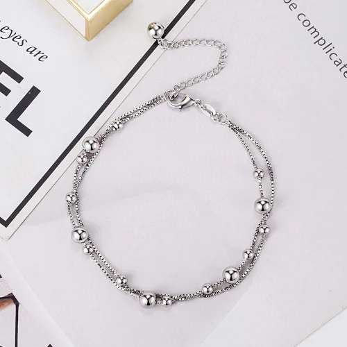 Miniatura 6 de H&Beautimer Tobillera simple de moda para mujer de plata de ley 925 ajustable con cuentas de pie y pulsera de tobillo de playa, tobilleras, regalo