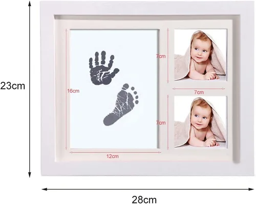 Miniatura 2 de JIAN YA NA Babyprints - Kit de marco de fotos de huellas y huellas de recuerdo para bebé recién nacido, álbum de fotos para registro de ducha Blanco