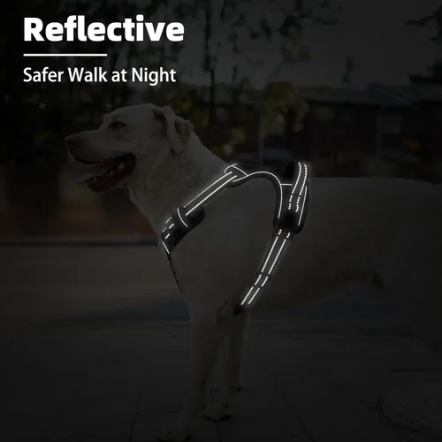 Miniatura 6 de PUPTECK Arnés para perro sin tirones para perros grandes, arnés para perro ajustable reflectante con mango de fácil control, arnés para mascotas