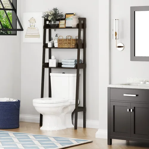 Miniatura 4 de UTEX Almacenamiento sobre el inodoro, estantes de baño de 3 niveles sobre el inodoro, organizador de baño detrás del inodoro (espresso)
