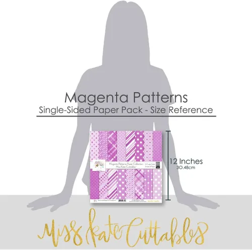Miniatura 4 de Paquete de papel de patrón – Patrones magenta – Papel especial premium para álbum de recortes, colección de una cara de 12 x 12 pulgadas, incluye 16