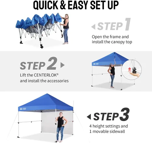 Miniatura 5 de CROWN SHADES Tienda de campaña comercial desplegable de 10 x 10, configuración patentada de un empuje, tienda de campaña de proveedor resistente, 1
