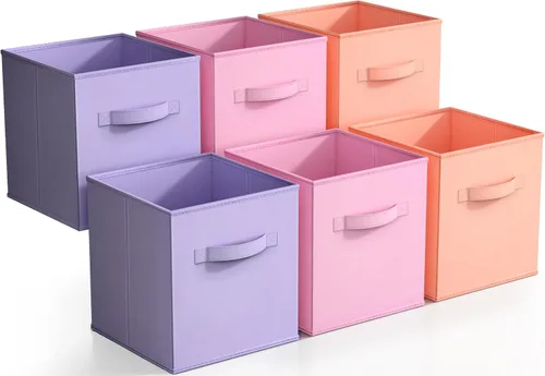 Miniatura 18 de Sorbus Cubos de Almacenamiento Plegables - 6 Cestas de Tela para Organizar Despensa, Estante, Caja de Juguetes, Cubículo, Organizador de Armario