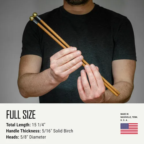 Miniatura 4 de Timber Drum Co. Bell/Glockenspiel Mallets — HECHO EN U.S.A. Percusión Palitos para campanas orquestales, campana, crotales, latón macizo con asas