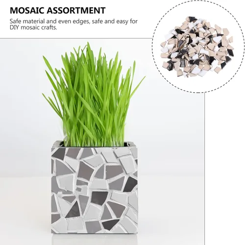 Miniatura 4 de HOMSFOU Azulejos de cerámica adhesivos azulejos de porcelana rotos irregulares Azulejos diminutos Piezas de vidrio de cristal para manualidades DIY