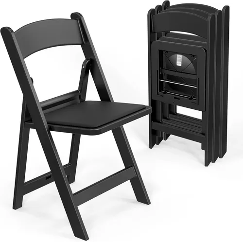 Miniatura 19 de VINGLI Sillas plegables de resina con cojín, silla plegable de plástico con cómodos asientos acolchados, perfectas para fiestas y eventos en Negro
