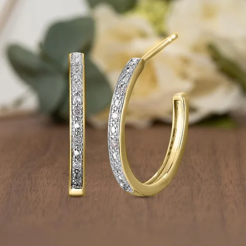 Miniatura 3 de NATALIA DRAKE Aretes de aro pequeños con diamantes abiertos en C para mujer en plata de ley 925