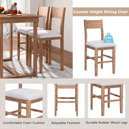 Miniatura 4 de Merax Farmhouse - Juego de comedor de 5 piezas con 1 mesa rectangular y 4 sillas tapizadas para lugares pequeños, muebles de cocina familiar