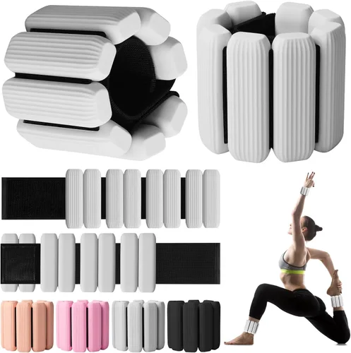 Miniatura 8 de Pesas de muñeca, paquete de 2 pesas ajustables para muñeca y tobillo para mujeres/hombres, brazaletes de muñeca de silicona para caminar, yoga