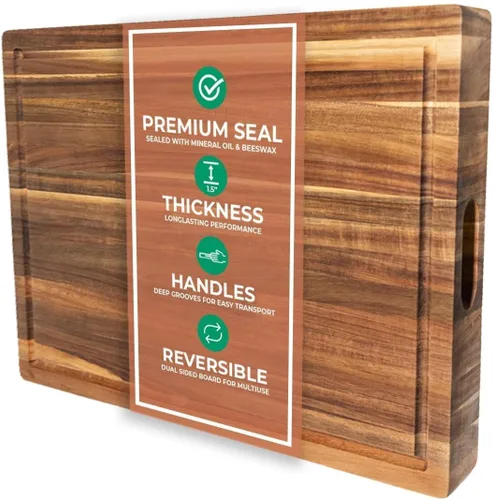Tabla de cortar de madera extra grande de azafrán y salvia, 23 x 17 x 1.5 pulgadas, tablas de cortar de madera de acacia para uso en cocina con