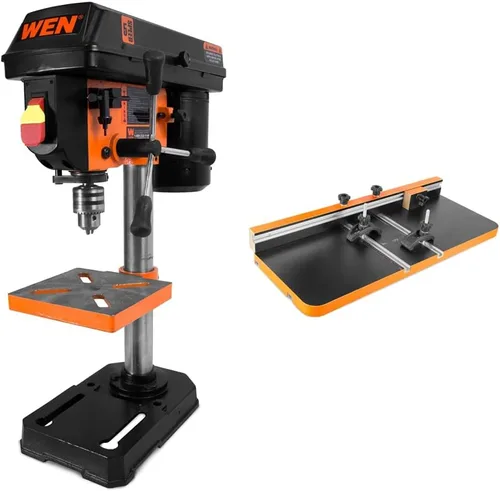 WEN - Taladro hidráulico 4208T, 2.3 amperios, 8 pulgadas, 5 velocidades y mesa de trabajo, y mesa de taladro hidráulico DPA2513, 24 x 12 pulgadas