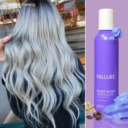Miniatura 7 de Pallure Acondicionador de espuma tonificante para el cabello rubio brillante, reduce el cobrizo y los tonos amarillos, para cabello rubio, plateado