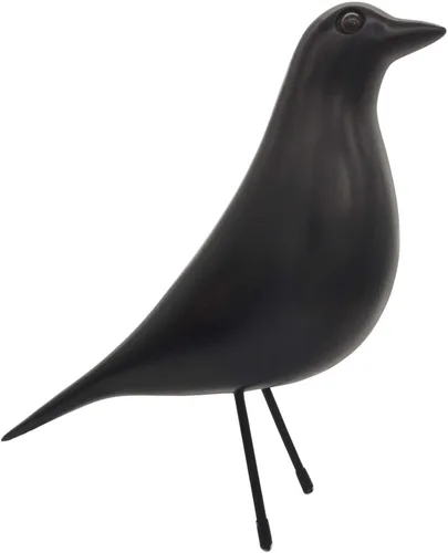 Decoración de habitación de casa de mediados de siglo con forma de pájaro - Adorno de pichón de resina para escritorio de oficina y hogar, Negro