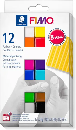 STAEDTLER FIMO Arcilla de Polímero Suave - Arcilla para Hornear para Joyería, Escultura, Manualidades, 12 Colores Surtidos, 8023 C12-1