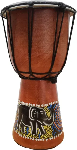 Miniatura 14 de Djembe decorativo de novedad de 6" de alto x 4" de ancho en la parte superior (Abstracto, 15.2 cm)