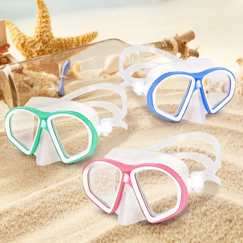 Miniatura 6 de Supertrip Kids Swim Goggles with Nose Cover for Ages 6-14, Tempered Glass Fabric Strap Swimming Snorkel Mask for Pool Beach B-lake Azul
