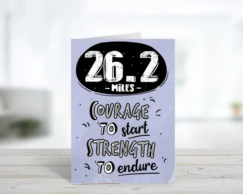 Miniatura 3 de Felicitaciones por terminar una tarjeta de felicitación de maratón 26.2 Millas Inspirado en correr