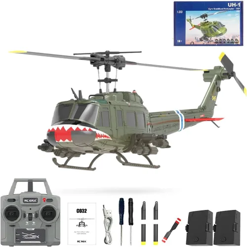 Miniatura 8 de RC ERA C032 Helicóptero RC, Helicóptero RC UH-1 Huey Flybarless de escala 1/48 2.4G 6CH, estabilización de giroscopio de 6 ejes, con mantenimiento