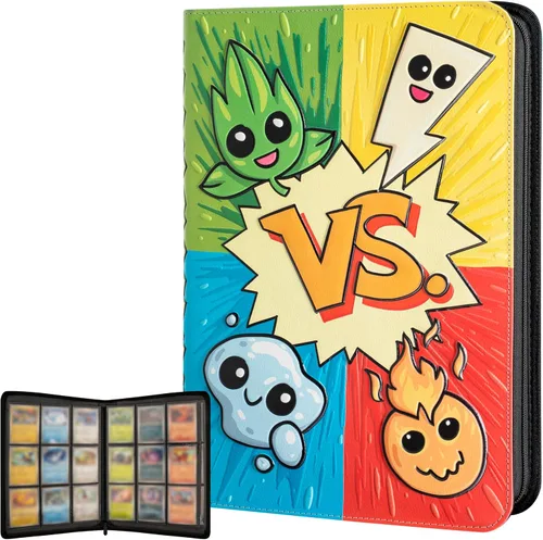 Miniatura 7 de Carpeta de tarjetas coleccionables – Álbum de 9 bolsillos con cremallera – Carpeta de carga lateral 360 para TCG – Piel sintética 3D – Para MTG, Azul