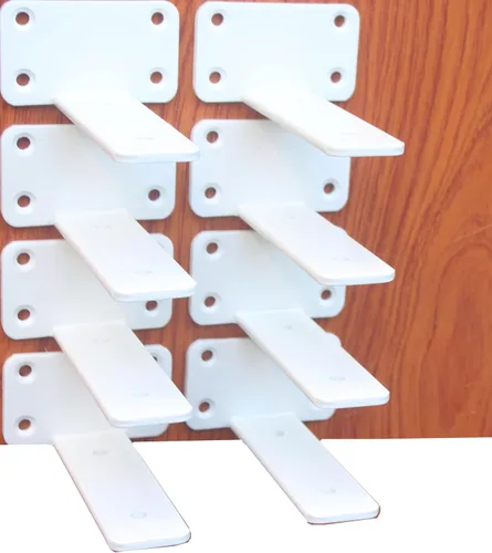 Miniatura 54 de Paquete de 2 - Soportes de estante en L ocultos negros de 4 pulgadas (1/5 pulgada de grosor) Soportes de estante flotante de hierro Soportes