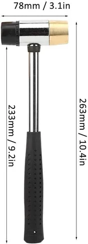Miniatura 8 de Martillo de plástico para guitarra, cabeza de latón y goma, herramienta de martillo de trastes de doble cabeza, herramientas de anatomía