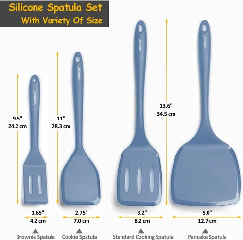 Miniatura 2 de Juego de espátulas de silicona, espátula volteadora de silicona resistente al calor de 600°F para cocinar, utensilios de cocina antiadherentes