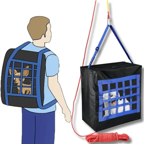 Miniatura 3 de Bolsa de escape de emergencia contra incendios para mascotas de hasta 100 libras - Cuerda de 50 pies incl. - Transportador de equipo de seguridad