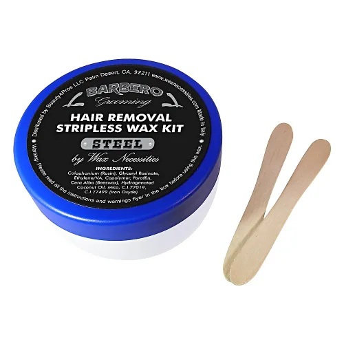 Miniatura 5 de Waxness Barbero - Juego de cera dura de acero para microondas, 8.45 fl oz (8.5 fl oz), cera dura sin tachuelas para el aseo de los hombres, eficaz