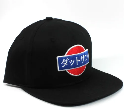 Miniatura 5 de Rotary13B1 Gorra de béisbol Datsun Kanji - Sombrero negro de ala plana, Negro