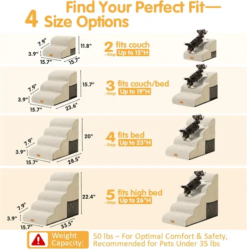 Miniatura 3 de Topmart High Density Foam Pet Steps 2 Tiers,11.8" High,Non-Slip Dog Stairs,Soft Foam Dog Ramp Ladder,Best for Injured,Older Cats,Pets with Joint