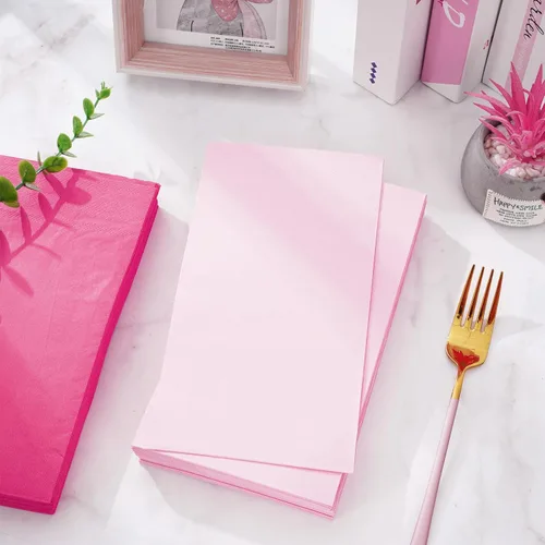 Miniatura 4 de Whaline Paquete de 150 servilletas rosas para invitados, 3 colores rosa degradado, toallas de mano desechables para baño, día de la madre, boda