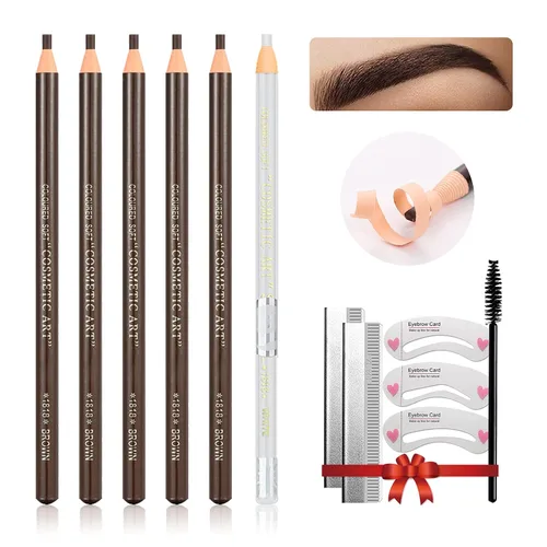 Miniatura 15 de Set de Lápiz de Cejas Impermeable, Lápiz de Cejas con Cordón de Tirar y Desmontable, Kit de Suministros de Microblading, Lápiz de Línea de Ojos