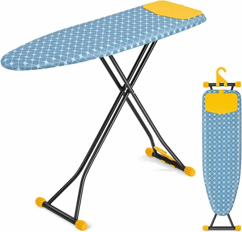 Miniatura 7 de APEXCHASER Tabla de planchar con soporte para planchar, tabla de hierro compacta y ahorradora de espacio, cubierta extragruesa, altura ajustable