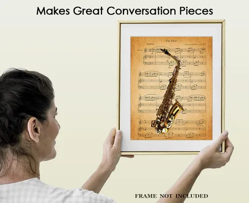 Miniatura 4 de Póster vintage de piel de saxofón Elise: impresiones estéticas de arte de pared para baño, hogar, cueva de hombre, dormitorio, oficina y bar, idea