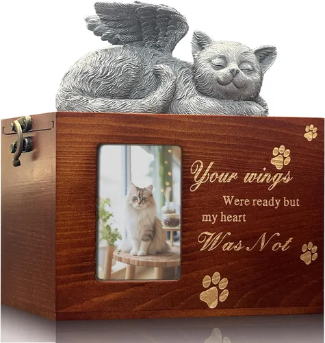 Miniatura 20 de Urna grande para perro para cenizas, caja de cremación funeraria negra con foto urna conmemorativa para mascotas con marco de fotos, caja
