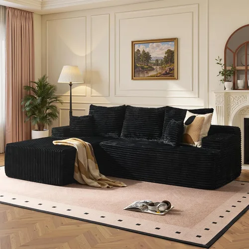 Miniatura 22 de Sofás seccionales Cloud de 96 pulgadas para sala de estar, sofá sin hueso en forma de L con cómoda silla, sofá modular con asiento profundo,