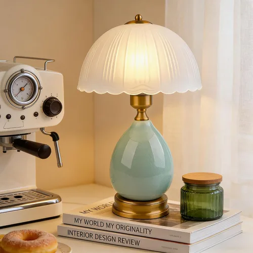 Miniatura 5 de Lámparas de mesa retro de cerámica para sala de estar, 16.73 pulgadas, moderna mesita de noche, lámparas tradicionales, lámpara clásica de cristal