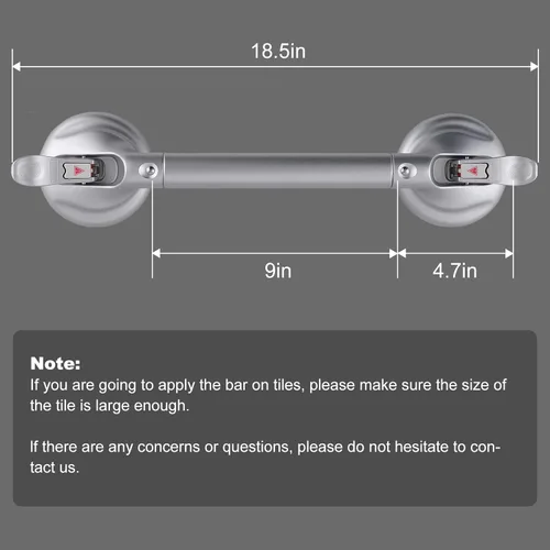 Miniatura 7 de Barra de Agarre para Ducha de Servicio Pesado con Ventosa - Seguridad para Inodoro Baño Bañera - Asas de Ducha, Potencia de Ventosa hasta 250