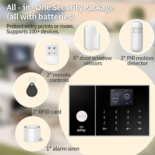 Miniatura 3 de NUNET Sistema de seguridad inteligente inalámbrico para el hogar, kit de alarma de 15 piezas (sensores de movimiento, sirena, control remoto)